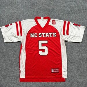Vintage NC State Wolfpack Jersey Mens Medium #5 Football Red White NCAA Y2K